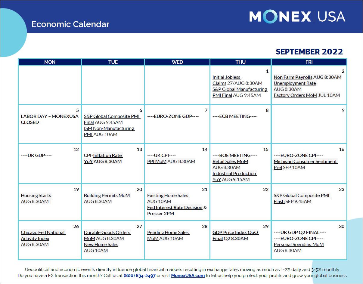 Sept 2022 Economic Calendar